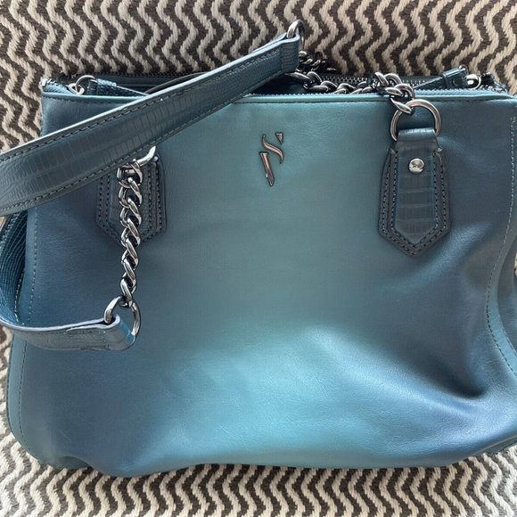 SATCHEL WOMEN'S BLUE / GREEN FAUX LEATHER SIMPLY VERA WANG BEDFORD HAND BAG - Picture 9 of 9